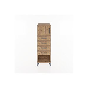 Hyperion Dolap Tek Raflı 4 Çekmeceli Tek Kapaklı 44x44x134 Çam-çam