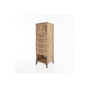 Hyperion Dolap Tek Raflı 4 Çekmeceli Tek Kapaklı 44x44x134 Çam-çam