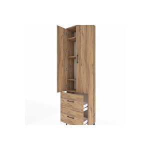 Arges Dolap 4 Raflı 2 Çekmeceli 2 Kapaklı 60x30x221 Çam-çam