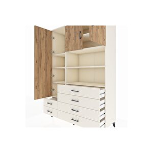 Hyperion Dolap 8 Raflı 6 Çekmeceli 3 Kapaklı 132x44x195 Aytaşı-çam/aytaşı