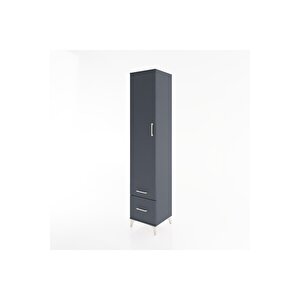 Hyperion Dolap 5 Raflı 2 Çekmeceli Tek Kapaklı 44x44x221 Antrasit-antrasit