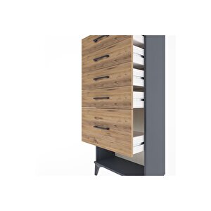 Arges Dolap 5 Çekmeceli 60x30x134 Antrasit-çam
