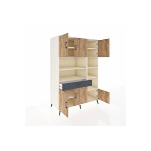 Kronos Dolap 10 Raflı Tek Çekmeceli 6 Kapaklı 132x59x195 Aytaşı-çam/antrasit