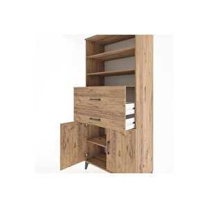 Hyperion Dolap 4 Raflı 2 Çekmeceli 2 Kapaklı 88x44x195 Çam-çam