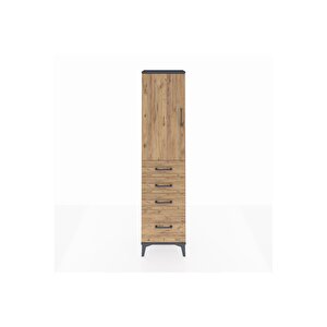 Arges Dolap 2 Raflı 4 Çekmeceli Tek Kapaklı 44x30x182 Antrasit-çam