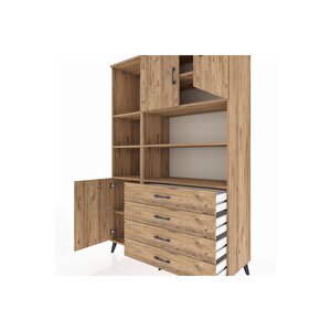 Hyperion Gardrop 8 Raflı 4 Çekmeceli 3 Kapaklı 132x44x195 Çam-çam