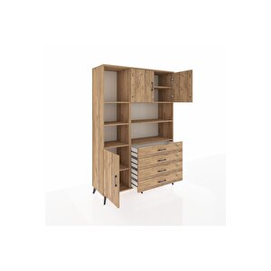 Hyperion Gardrop 8 Raflı 4 Çekmeceli 3 Kapaklı 132x44x195 Çam-çam