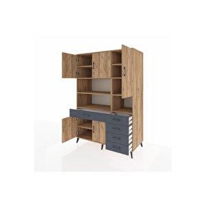 Kronos Dolap 9 Raflı 5 Çekmeceli 5 Kapaklı 132x59x195 Çam-çam/antrasit