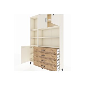 Arges Dolap 8 Raflı 4 Çekmeceli 3 Kapaklı 132x30x195 Aytaşı-aytaşı/çam