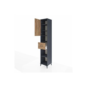 Hyperion Dolap 5 Raflı Tek Çekmeceli Tek Kapaklı 44x44x243 Antrasit-çam