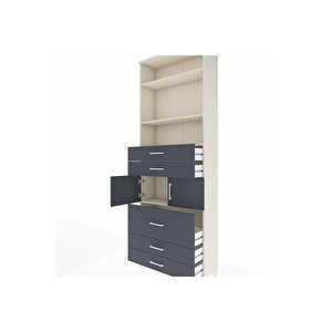 Arges Dolap 4 Raflı 5 Çekmeceli 2 Kapaklı 88x30x243 Aytaşı-antrasit