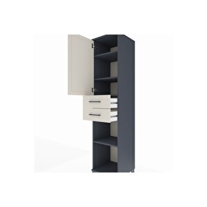 Hyperion Dolap 4 Raflı 2 Çekmeceli 44x44x195 Antrasit-aytaşı