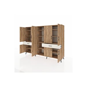 Hyperion Dolap 12 Raflı 2 Çekmeceli 8 Kapaklı 220x44x163 Çam-çam/aytaşı