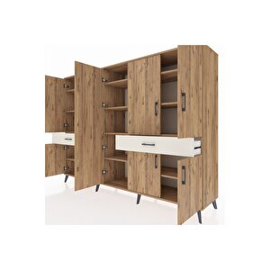 Hyperion Dolap 12 Raflı 2 Çekmeceli 8 Kapaklı 220x44x163 Çam-çam/aytaşı