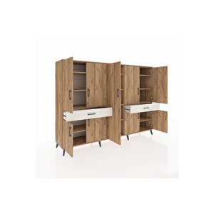 Hyperion Dolap 12 Raflı 2 Çekmeceli 8 Kapaklı 220x44x163 Çam-çam/aytaşı