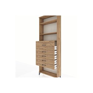 Arges Dolap 3 Raflı 5 Çekmeceli 88x30x243 Çam-çam