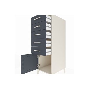 Kronos Dolap 5 Çekmeceli Tek Kapaklı 44x59x134 Aytaşı-antrasit