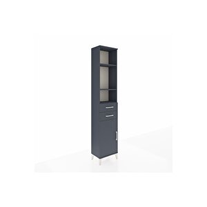 Arges Dolap 4 Raflı 2 Çekmeceli Tek Kapaklı 44x30x221 Antrasit-antrasit