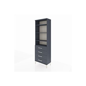 Arges Dolap 4 Raflı 4 Çekmeceli 60x30x182 Antrasit-antrasit