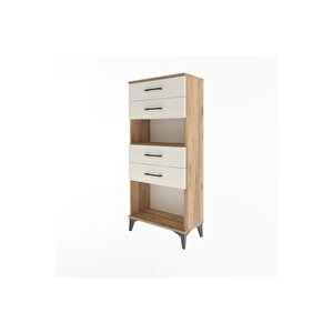 Arges Dolap Tek Raflı 4 Çekmeceli 60x30x134 Çam-aytaşı