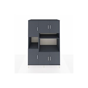 Kronos Dolap 9 Raflı 6 Kapaklı 132x59x195 Antrasit-antrasit/antrasit