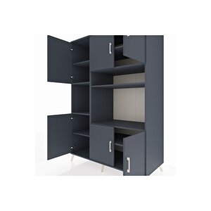 Kronos Dolap 9 Raflı 6 Kapaklı 132x59x195 Antrasit-antrasit/antrasit