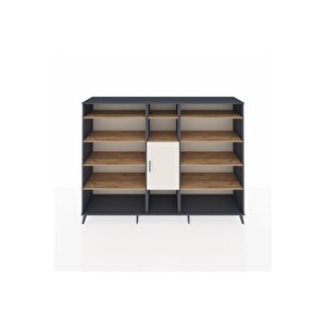 Hyperion Dolap 12 Raflı Tek Kapaklı  220x44x163 Antrasit-aytaşı/çam