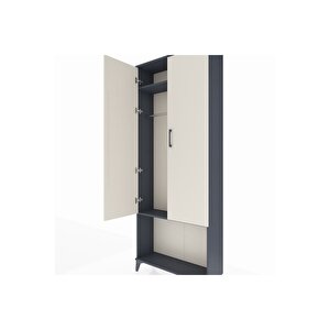 Arges Dolap 2 Raflı 2 Kapaklı Tek Askılı 88x30x221 Antrasit-aytaşı