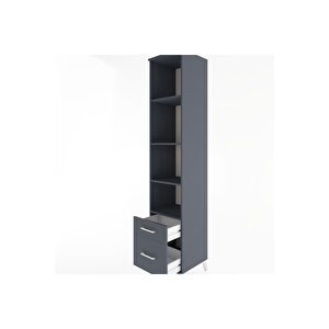 Hyperion Dolap 4 Raflı 2 Çekmeceli 44x44x221 Antrasit-antrasit