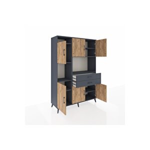 Hyperion Dolap 8 Raflı 2 Çekmeceli 6 Kapaklı 132x44x195 Antrasit-çam/antrasit