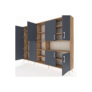 Arges Dolap 13 Raflı 7 Kapaklı 220x30x163 Çam-antrasit/çam