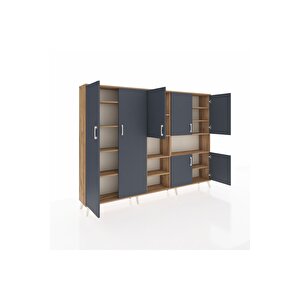 Arges Dolap 13 Raflı 7 Kapaklı 220x30x163 Çam-antrasit/çam