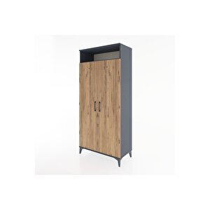 Hyperion Dolap 5 Raflı 2 Kapaklı 88x44x195 Antrasit-çam