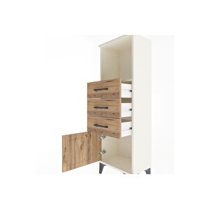 Arges Dolap Tek Raflı 3 Çekmeceli Tek Kapaklı 44x30x134 Aytaşı-çam