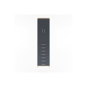 Hyperion Dolap 3 Raflı 7 Çekmeceli 2 Kapaklı 60x44x243 Çam-antrasit