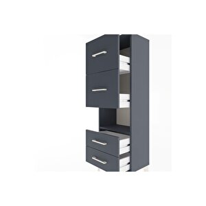 Arges Dolap Tek Raflı 4 Çekmeceli 44x30x134 Antrasit-antrasit
