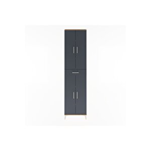 Arges Dolap 5 Raflı Tek Çekmeceli 4 Kapaklı 60x30x243 Çam-antrasit