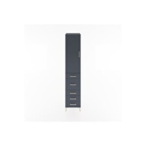 Hyperion Dolap 2 Raflı 5 Çekmeceli Tek Askılı 44x44x221 Antrasit-antrasit