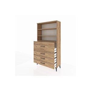 Arges Dolap 3 Raflı 4 Çekmeceli 88x30x163 Çam-çam