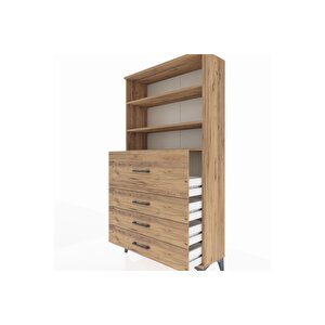 Arges Dolap 3 Raflı 4 Çekmeceli 88x30x163 Çam-çam