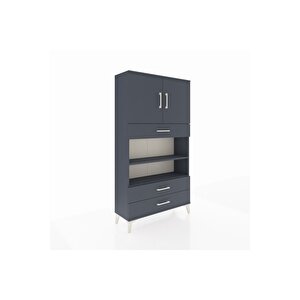 Arges Dolap 4 Raflı 3 Çekmeceli 2 Kapaklı 88x30x163 Antrasit-antrasit