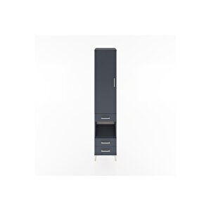 Hyperion Dolap 3 Raflı 3 Çekmeceli Tek Askılı 44x44x221 Antrasit-antrasit