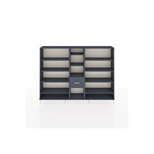 Arges Dolap 11 Raflı 3 Çekmeceli  220x30x163 Antrasit-antrasit