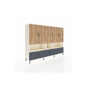 Hyperion Dolap 12 Raflı 3 Çekmeceli 5 Kapaklı 220x44x163 Aytaşı-çam/antrasit