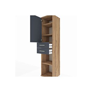 Hyperion Dolap 4 Raflı 2 Çekmeceli 44x44x195 Çam-antrasit