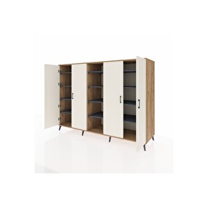 Kronos Dolap 12 Raflı 4 Kapaklı 220x59x163 Çam-aytaşı/antrasit