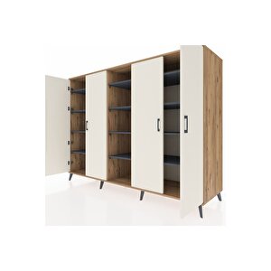 Kronos Dolap 12 Raflı 4 Kapaklı 220x59x163 Çam-aytaşı/antrasit