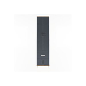 Arges Dolap 4 Raflı Tek Çekmeceli 4 Kapaklı 60x30x243 Çam-antrasit