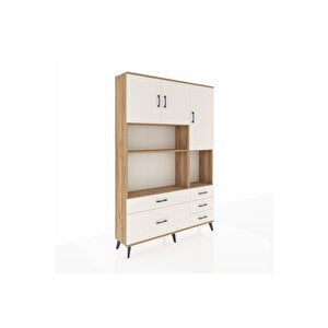 Arges Gardrop 8 Raflı 5 Çekmeceli 3 Kapaklı 132x30x195 Çam-aytaşı