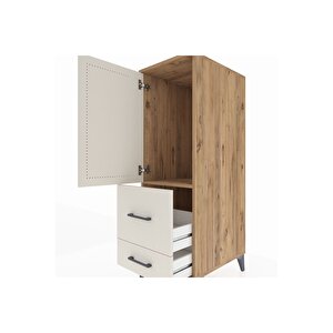 Kronos Dolap Tek Raflı 2 Çekmeceli Tek Kapaklı 44x59x134 Çam-aytaşı